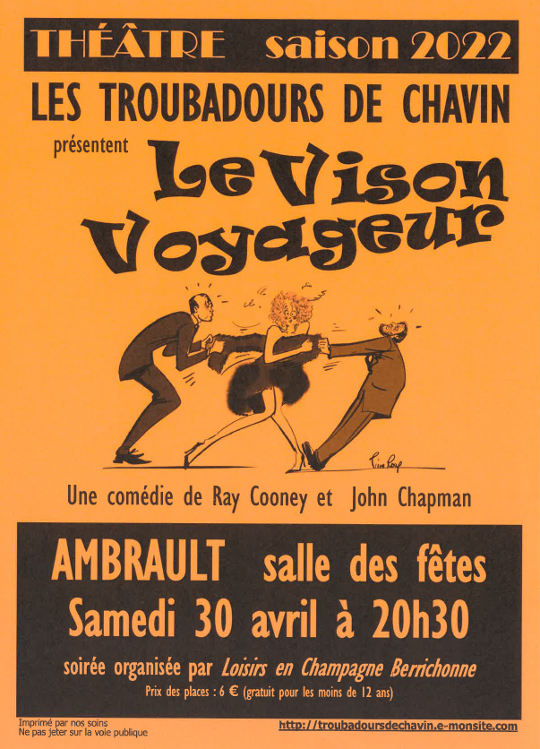 Soirée Théâtre du 30 avril 2022 - Le Vison Voyageur - Ambrault