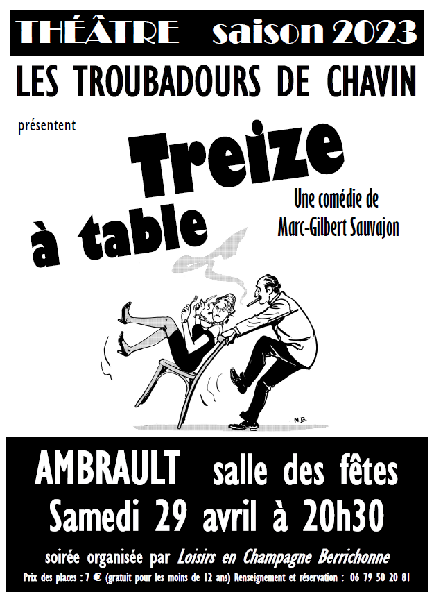 Soirée Théâtre du 29 avril 2023 - Treize à table - Ambrault