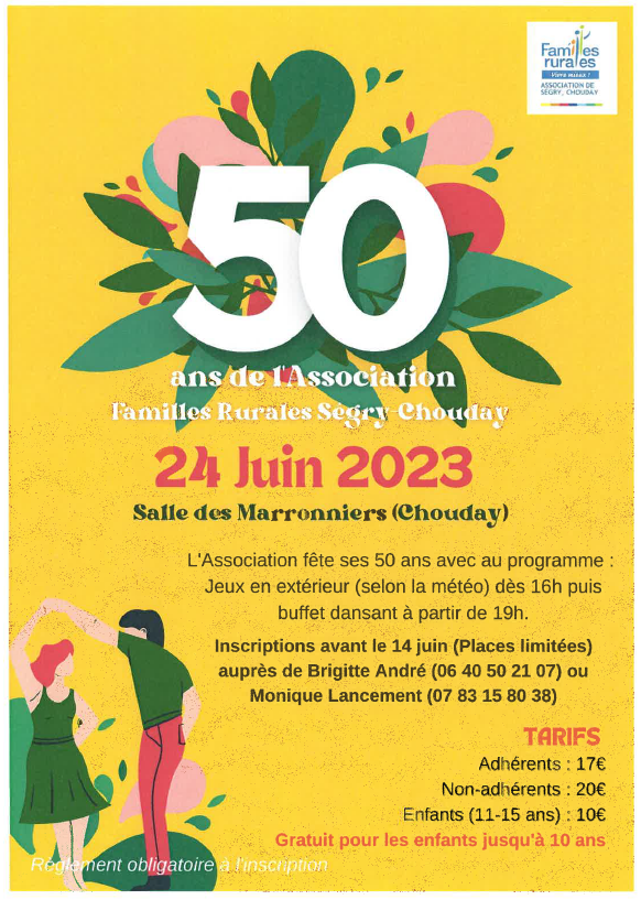 50 ans de Familles Rurales SEGRY-CHOUDAY